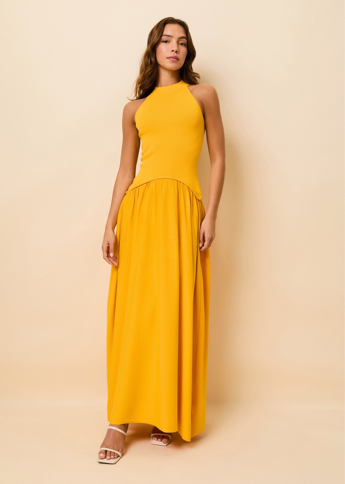 Solid & Striped Pineapple Yellow Isola Sleeveless Loop Button Closure Back Dress